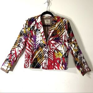 Attic and Barn Silk Blend Artsy Cropped Blazer